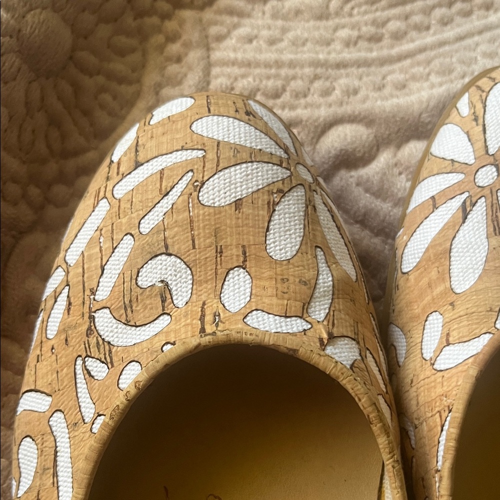 Sesto Meucci Tan Bella laser cut cork ballet flat in EUC SZ8 made in Italy - Picture 9 of 12